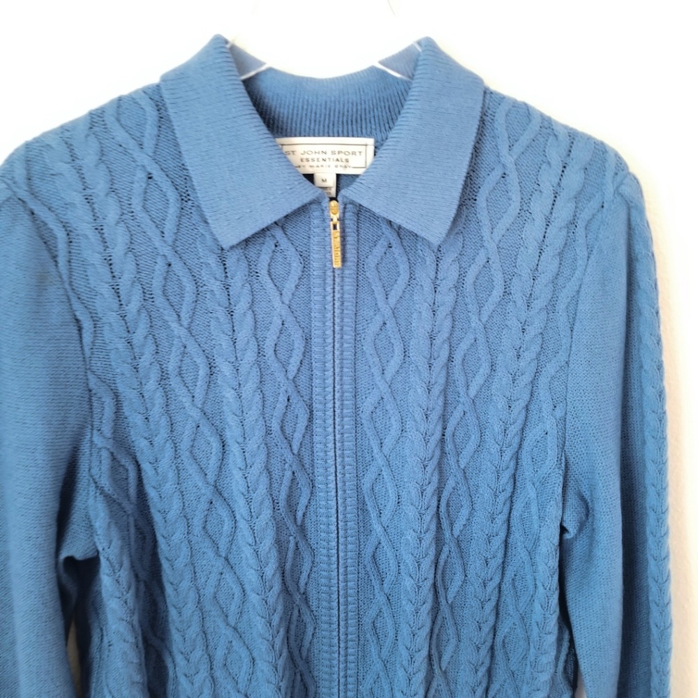 St John Sport Santana Cable Knit  Sweater Jacket - Picture 4 of 6